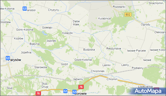 mapa Budziska gmina Latowicz, Budziska gmina Latowicz na mapie Targeo