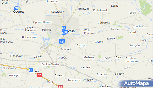 mapa Budzyń gmina Żychlin, Budzyń gmina Żychlin na mapie Targeo