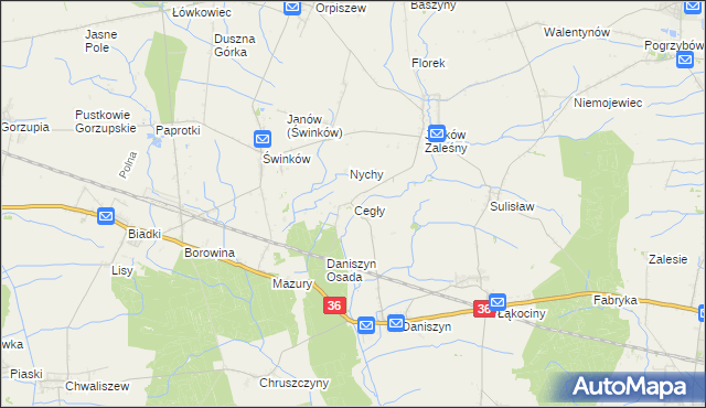 mapa Cegły, Cegły na mapie Targeo