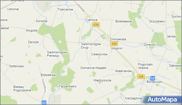 mapa Celestynów gmina Borek Wielkopolski, Celestynów gmina Borek Wielkopolski na mapie Targeo