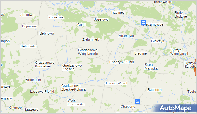 mapa Chądzyny-Krusze, Chądzyny-Krusze na mapie Targeo