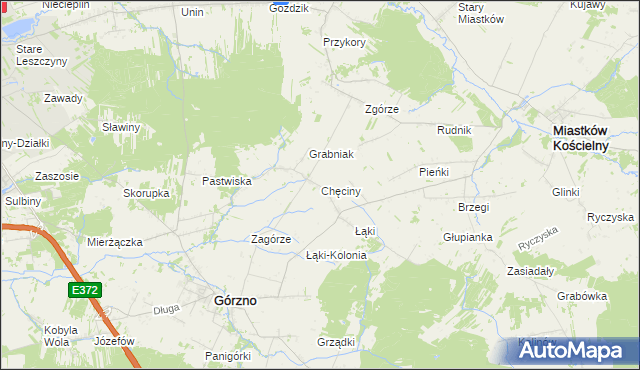 mapa Chęciny gmina Górzno, Chęciny gmina Górzno na mapie Targeo