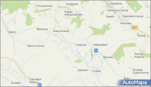 mapa Chłaniów, Chłaniów na mapie Targeo