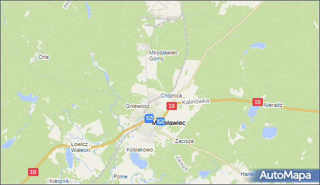 mapa Chojnica gmina Mirosławiec, Chojnica gmina Mirosławiec na mapie Targeo