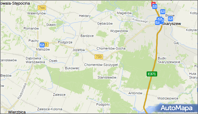 mapa Chomentów-Puszcz, Chomentów-Puszcz na mapie Targeo