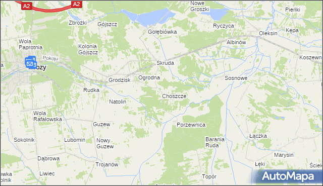 mapa Choszcze, Choszcze na mapie Targeo