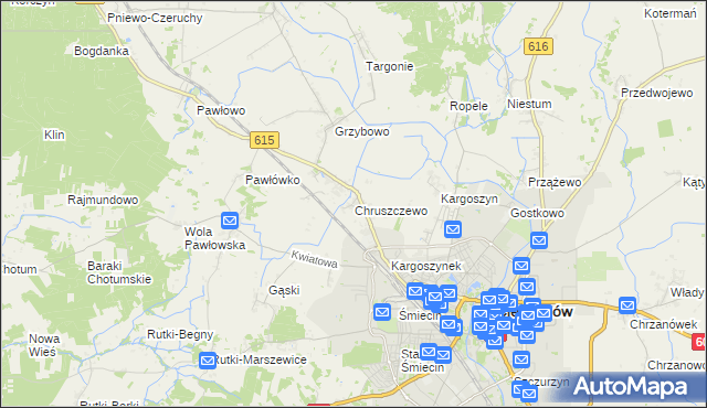 mapa Chruszczewo, Chruszczewo na mapie Targeo