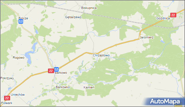 mapa Chrząstowo gmina Człuchów, Chrząstowo gmina Człuchów na mapie Targeo