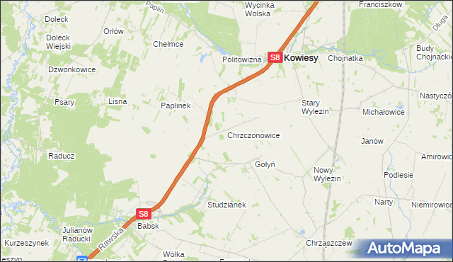 mapa Chrzczonowice, Chrzczonowice na mapie Targeo