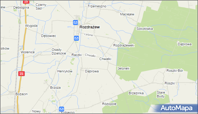 mapa Chwałki gmina Rozdrażew, Chwałki gmina Rozdrażew na mapie Targeo