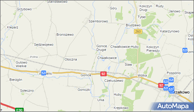 mapa Chwałkowice gmina Strzałkowo, Chwałkowice gmina Strzałkowo na mapie Targeo