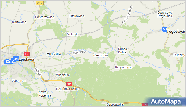 mapa Cieciszów, Cieciszów na mapie Targeo