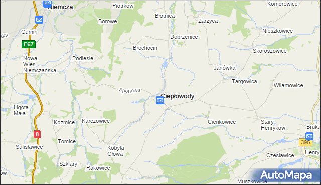 mapa Ciepłowody, Ciepłowody na mapie Targeo