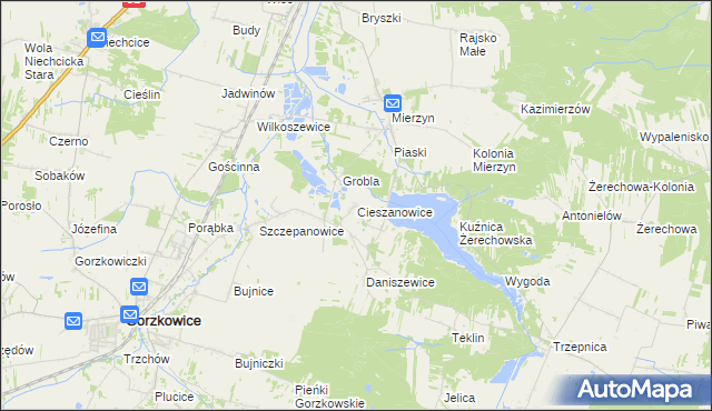 mapa Cieszanowice gmina Gorzkowice, Cieszanowice gmina Gorzkowice na mapie Targeo