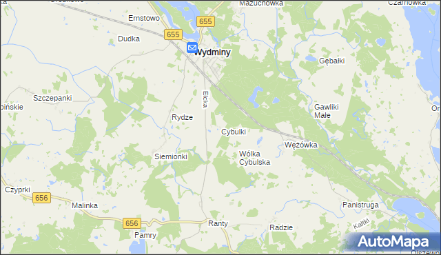 mapa Cybulki, Cybulki na mapie Targeo