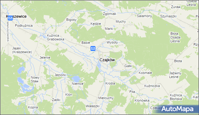 mapa Czajków powiat ostrzeszowski, Czajków powiat ostrzeszowski na mapie Targeo