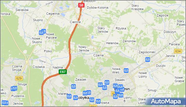 mapa Czarna gmina Wołomin, Czarna gmina Wołomin na mapie Targeo