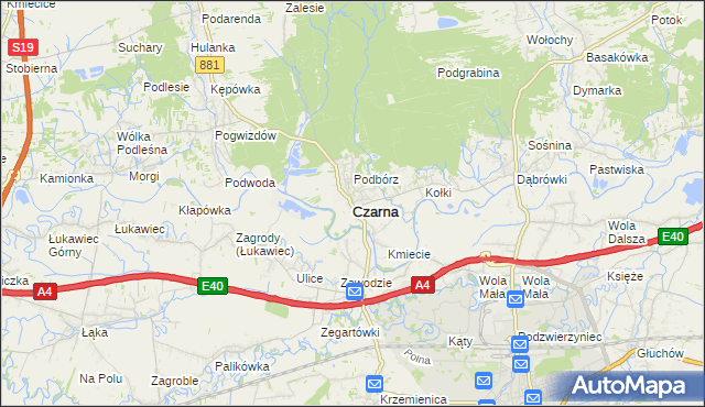 mapa Czarna powiat łańcucki, Czarna powiat łańcucki na mapie Targeo