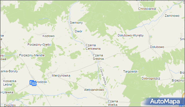 mapa Czarna Średnia, Czarna Średnia na mapie Targeo