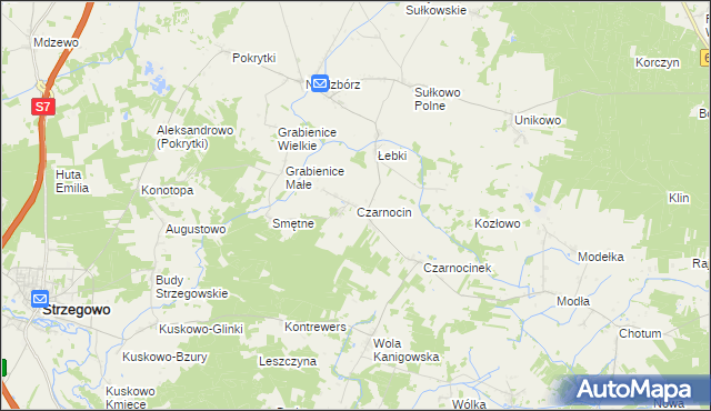 mapa Czarnocin gmina Strzegowo, Czarnocin gmina Strzegowo na mapie Targeo