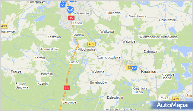 mapa Czarnogoździce, Czarnogoździce na mapie Targeo