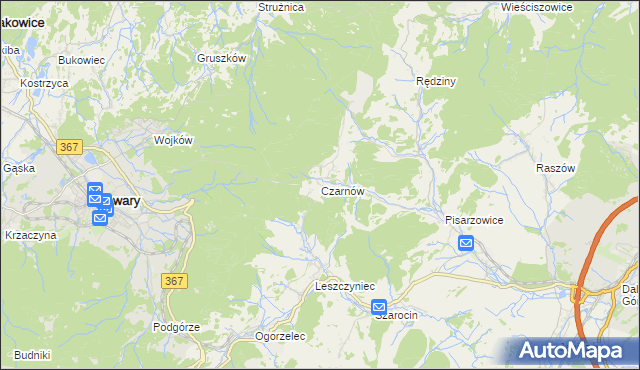 mapa Czarnów gmina Kamienna Góra, Czarnów gmina Kamienna Góra na mapie Targeo