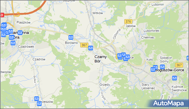 mapa Czarny Bór, Czarny Bór na mapie Targeo