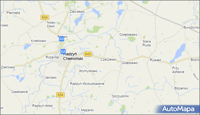 mapa Czeczewo gmina Radzyń Chełmiński, Czeczewo gmina Radzyń Chełmiński na mapie Targeo
