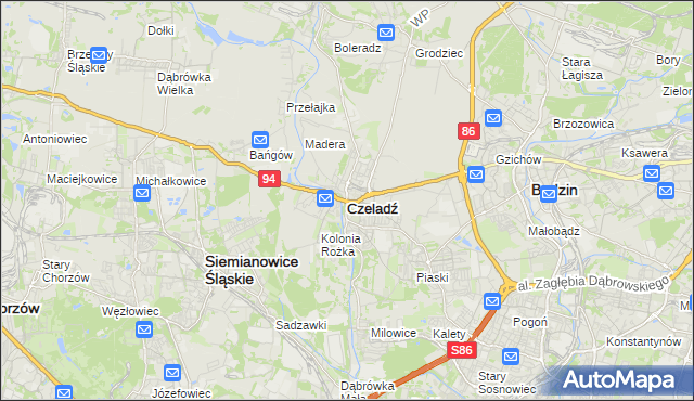 mapa Czeladź, Czeladź na mapie Targeo