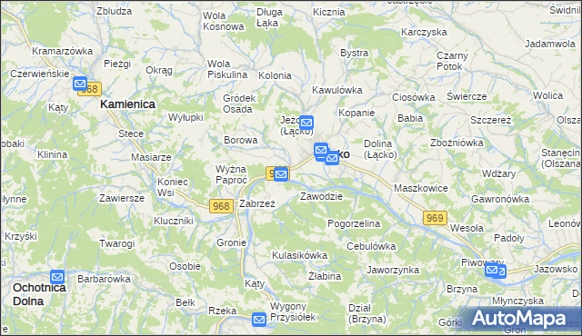 mapa Czerniec gmina Łącko, Czerniec gmina Łącko na mapie Targeo