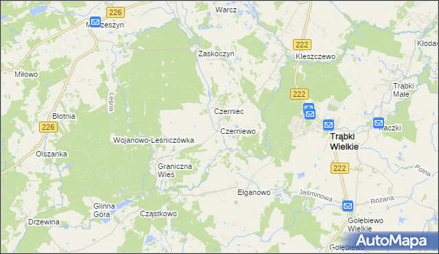 mapa Czerniewo gmina Trąbki Wielkie, Czerniewo gmina Trąbki Wielkie na mapie Targeo