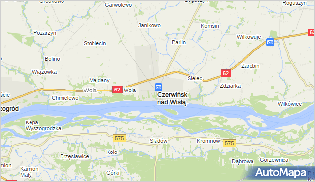 mapa Czerwińsk nad Wisłą, Czerwińsk nad Wisłą na mapie Targeo