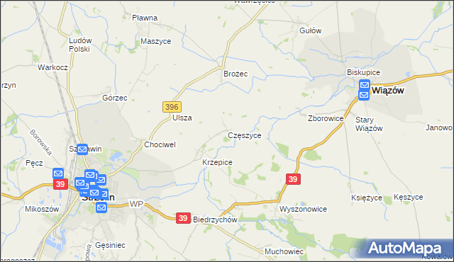 mapa Częszyce, Częszyce na mapie Targeo