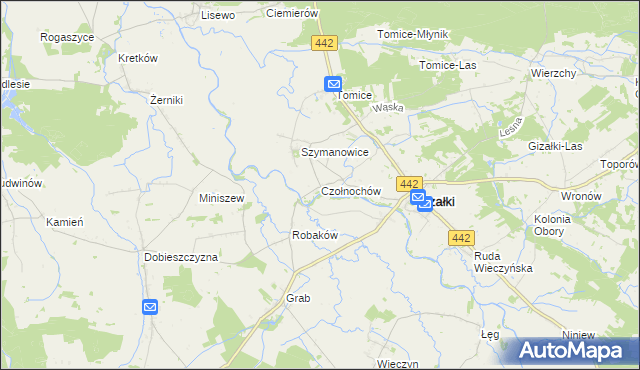 mapa Czołnochów, Czołnochów na mapie Targeo