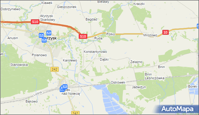 mapa Dąbki gmina Wyrzysk, Dąbki gmina Wyrzysk na mapie Targeo