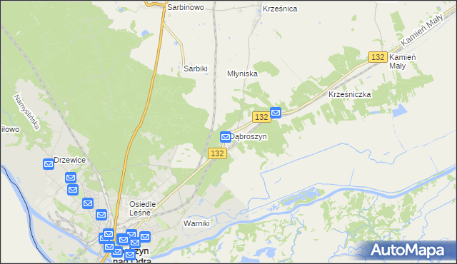 mapa Dąbroszyn gmina Witnica, Dąbroszyn gmina Witnica na mapie Targeo