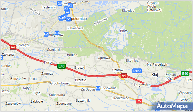 mapa Dąbrowa gmina Kłaj, Dąbrowa gmina Kłaj na mapie Targeo