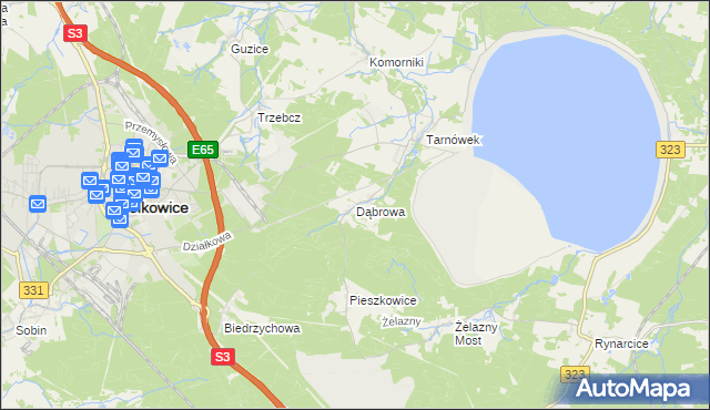 mapa Dąbrowa gmina Polkowice, Dąbrowa gmina Polkowice na mapie Targeo