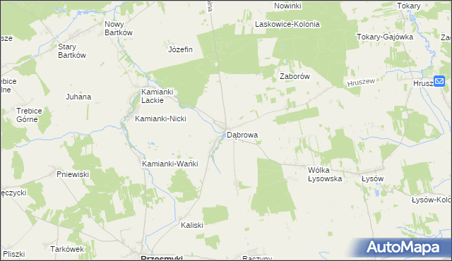 mapa Dąbrowa gmina Przesmyki, Dąbrowa gmina Przesmyki na mapie Targeo