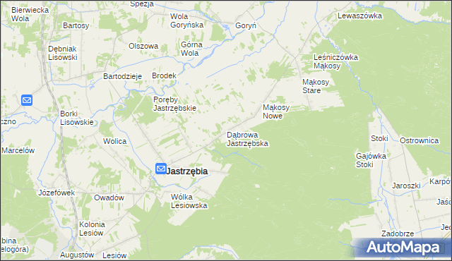 mapa Dąbrowa Jastrzębska, Dąbrowa Jastrzębska na mapie Targeo