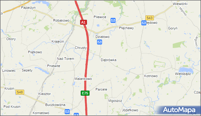 mapa Dąbrówka gmina Płużnica, Dąbrówka gmina Płużnica na mapie Targeo