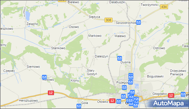 mapa Daleszyn, Daleszyn na mapie Targeo