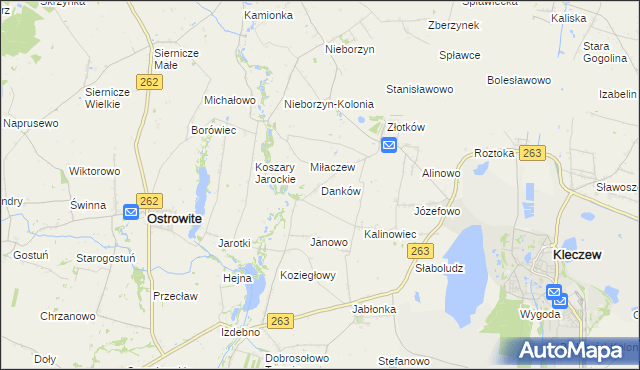 mapa Danków gmina Kleczew, Danków gmina Kleczew na mapie Targeo