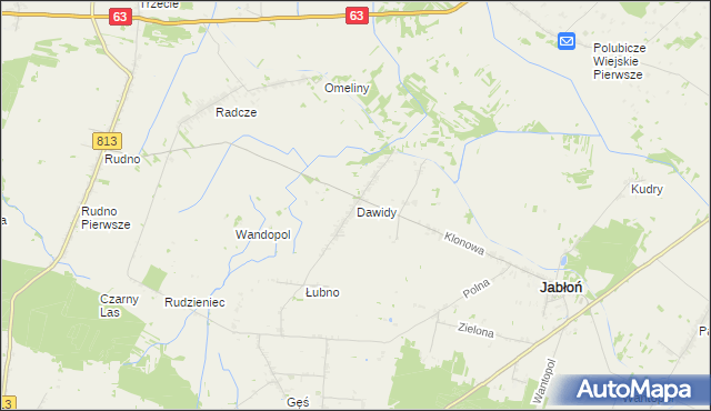 mapa Dawidy gmina Jabłoń, Dawidy gmina Jabłoń na mapie Targeo