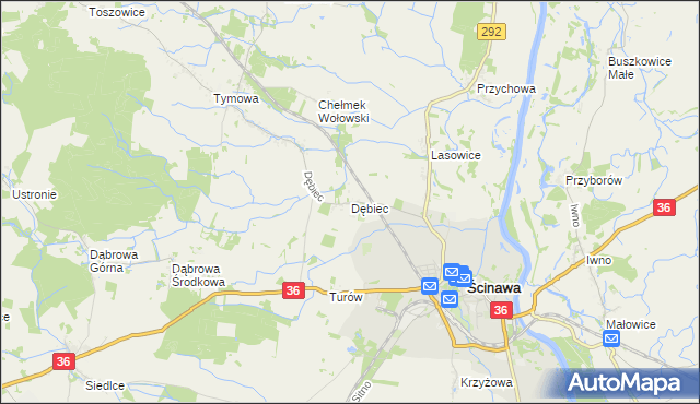 mapa Dębiec gmina Ścinawa, Dębiec gmina Ścinawa na mapie Targeo