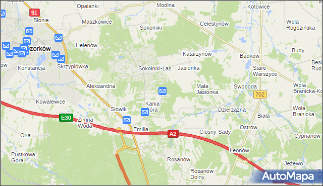 mapa Dębniak gmina Zgierz, Dębniak gmina Zgierz na mapie Targeo