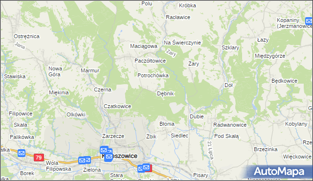 mapa Dębnik gmina Krzeszowice, Dębnik gmina Krzeszowice na mapie Targeo