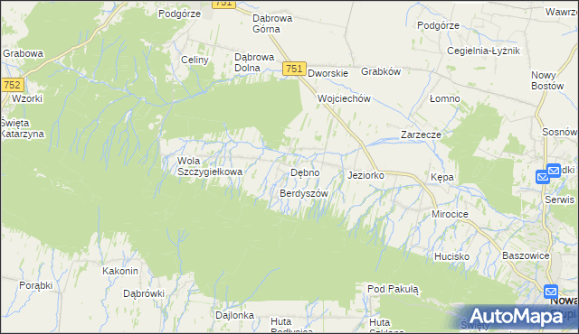 mapa Dębno gmina Nowa Słupia, Dębno gmina Nowa Słupia na mapie Targeo