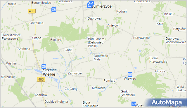 mapa Dębowiec Mały, Dębowiec Mały na mapie Targeo