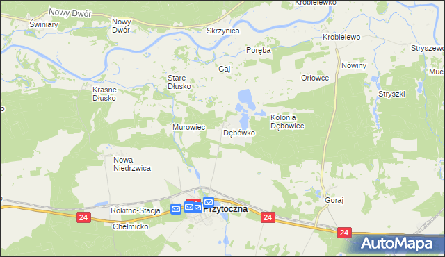 mapa Dębówko gmina Przytoczna, Dębówko gmina Przytoczna na mapie Targeo